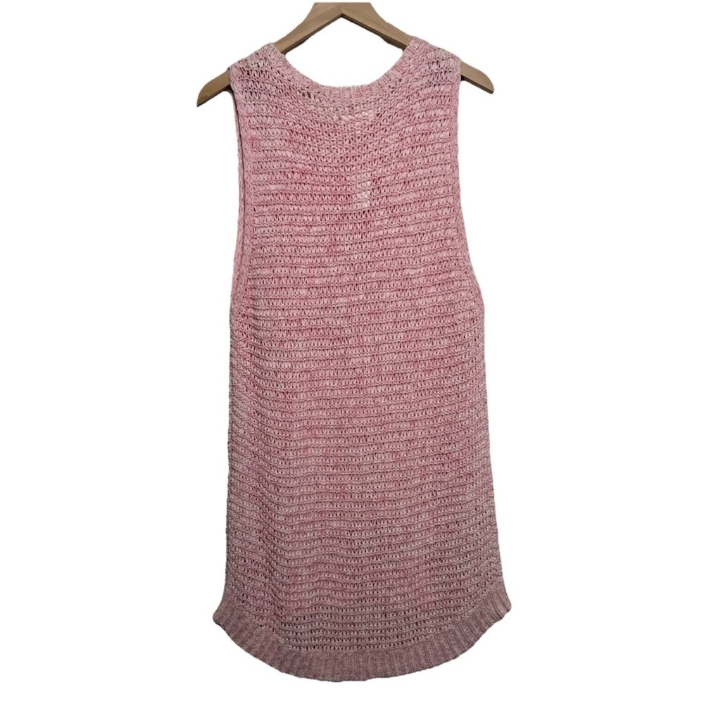 Lou & Grey For Women XL Sweater Dress Hi Low Sleeveless Pink Crochet Knit Beachy - Picture 8 of 14